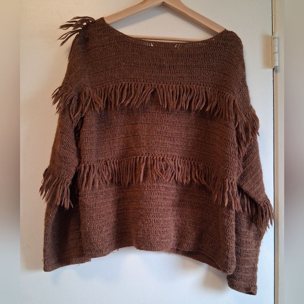 Ulla Johnson Alpaca Chocolate Fringe Sweater - Picture 2 of 4